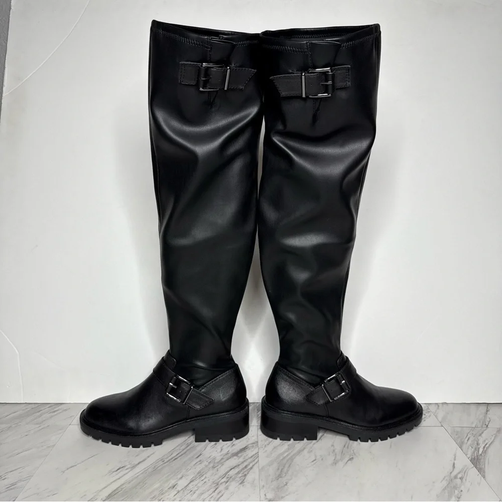 Vince Camuto Abrila Black Lug Sole Over the Knee Boot 6 1/2 M